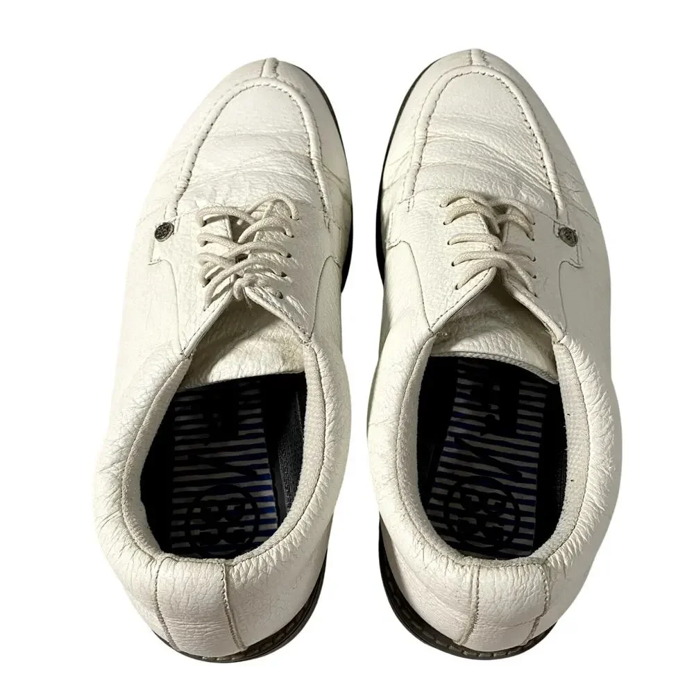 G/Fore GFORE Snow White Pebble Leather Split Toe Golf Shoes Mens Size 10.5
